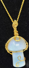 Natural opalite wire wrap 1 inch mushroom pendant