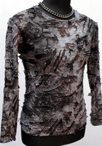 Shrine of Hollywood grey stretch zombie distressed long sleeve men's tee.