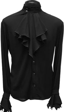 Shrine of Hollywood long sleeve ruffled black rayon The Count shirt