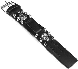 Mascorro Leather spikes skulls watchband/wristband