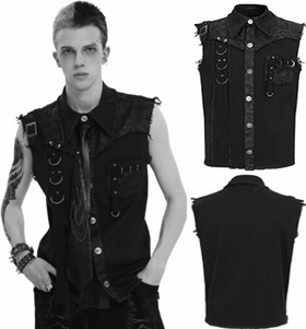 Devil Fashion punk distressed button down vest