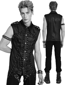 Devil Fashion lace up snake print collar men's vest
