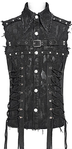 Devil Fashion Punk sleeveless lace up distressed shirt with straps