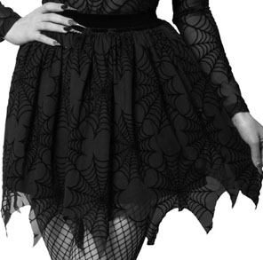 Kreepsville black stretch spiderweb mesh tutu skirt