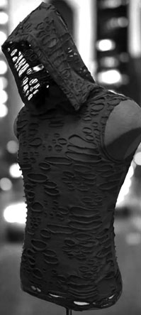 Shrine sleeveless hooded decay black tee shirt