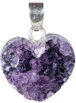 Sterling silver heart amethyst druzy 1/2 inch necklace