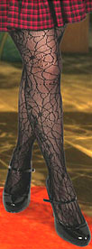 Black spiderweb net pantyhose.