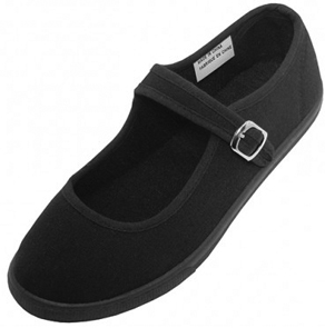Black soled black cotton mary jane china doll shoe