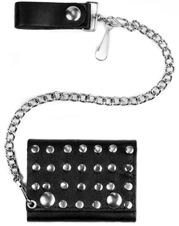 Mascorro studded trifold chain leather wallet