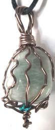 Amazonite tumbled 3/4 inch wire wrap necklace