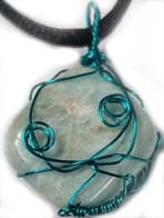 Amazonite tumbled 3/4 inch wire wrap necklace