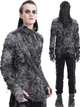 Devil Fashion tie dye punk mesh distressed punk men's shirt