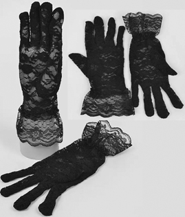 Black delicate lace wrist gloves