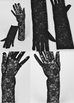 Black floral long lace gloves