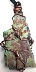 Turquoise rough wire wrap necklace