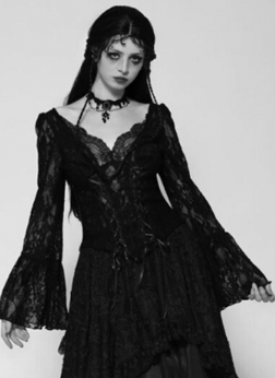 Dark in Love gothic lacy deep v neck top