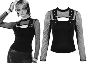 Dark in Love punk knit mesh overlay top
