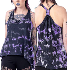 Innocent Lifestyle black/purple viscose tie dye Tye Knot ladies' top