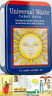 Universal Waite tarot deck in tin