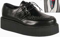 Pleaser/Demonia black vegan suede double sole lace up creeper with interlace toe