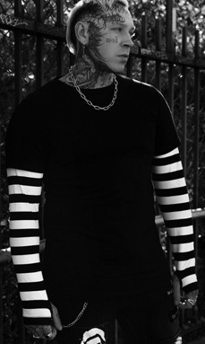 Vampire Freaks black/white Specter striped long sleeve mens shirt with black body