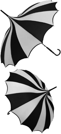 Vampire Freaks black/white stripe batwing pagoda umbrella