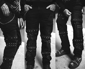 Vampire Freaks Asylum Scratches pierced black twill guys/unisex cargo pants