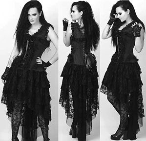 Luxe Noir Eveylnn black lace Victorian corset dress