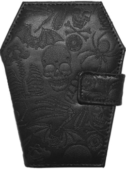 Kreepsville black embossed skull coffin wallet