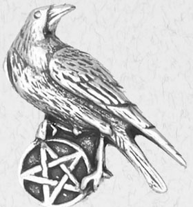 Nirvana pewter raven pentacle pendant