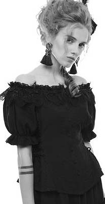 Pyon Pyon gothic lolita off shoulder neck short sleeve top