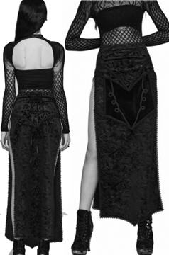 Punk Rave goth printed split skirt