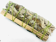 White sage 4 inch smudge incense stick with green Phalaris and Palo de Lentisco