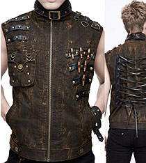 Devil Fashion brown pu vinyl zip up vest