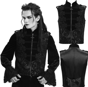 Punk Rave paisley satin damask vest with chain
