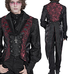 Punk Rave Rose print jacquard tailcoat vest