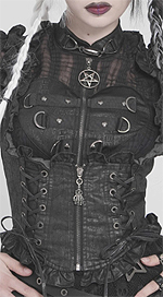Devil Fashion gothic corset top with ruffles and lace up back