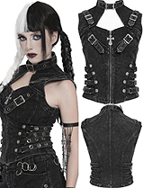 Devil Fashion gothic adjustable strap cross detail corset top