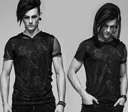 Punk Rave punk print hooded short sleeve mens t-shirt