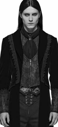 Punk Rave gothic medium length black velvet faux vest jacket