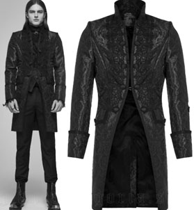 Punk Rave palace black jacquard long men's Obsidian coat