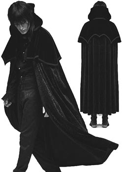 Punk Rave Gothic Noble black night cloak cape